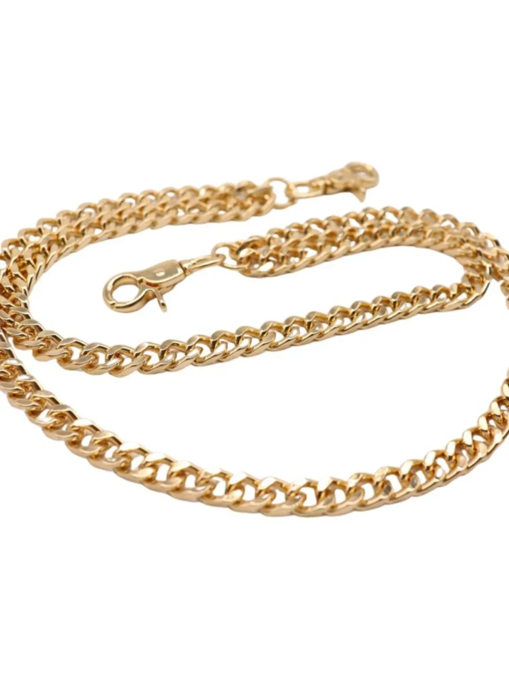 NEW Men Wallet Jeans Chain KeyChain Strong Gold Metal Links Biker 2 Strands